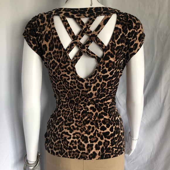 HeartSoul Tops - Heartsoul S leopard print blouse w crisscross back